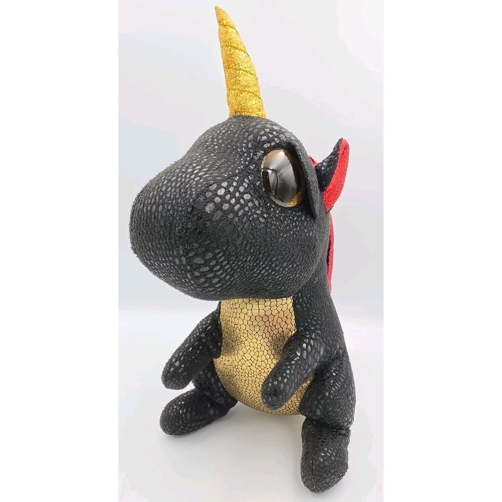 Ty Grindal Beanie Boos Large 12" Winged Dragon Black Red Plush Toy 2000s